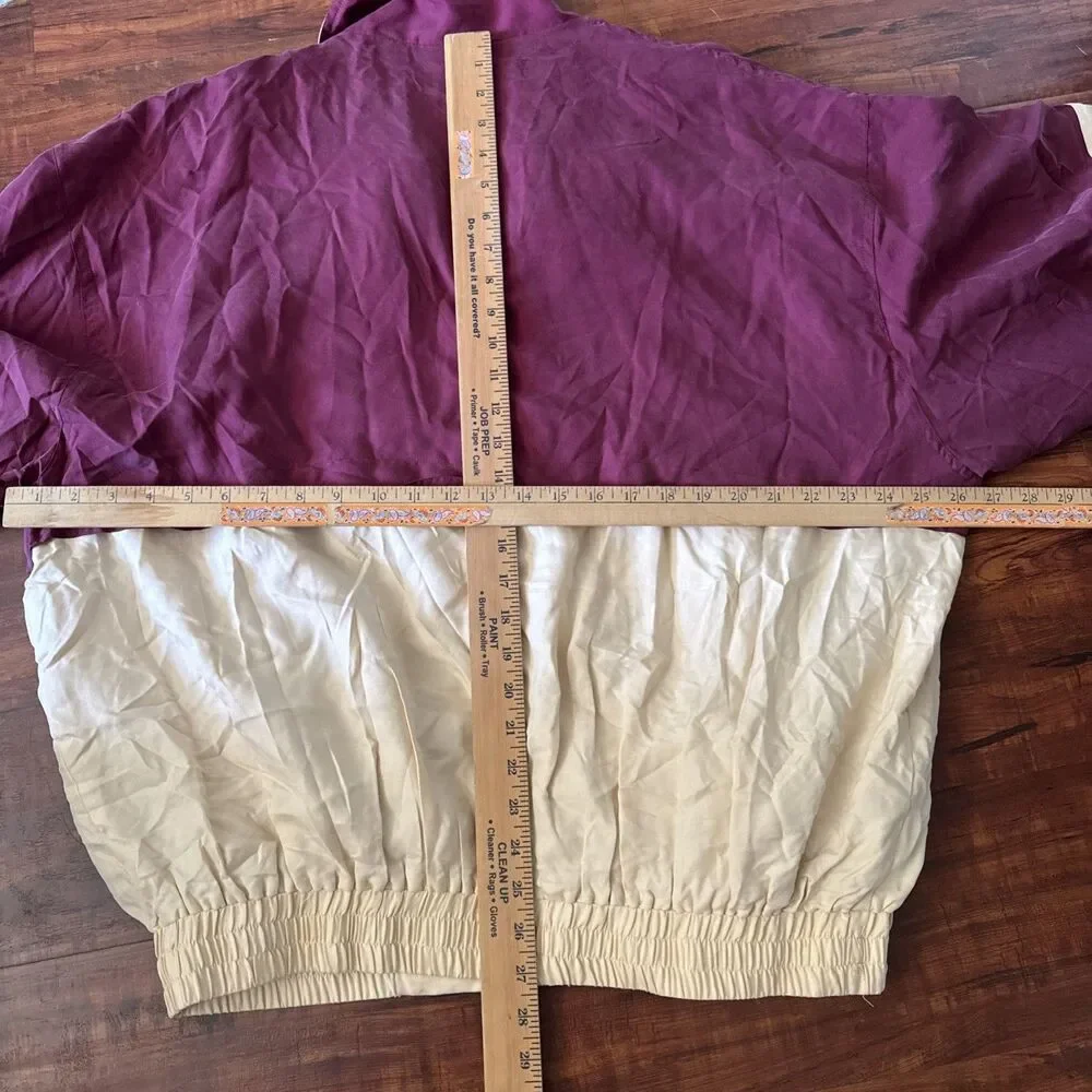 Goouch Vintage Mens Deadstock 100% Silk Bomber Jacket XL Maroon Streetwear 80s